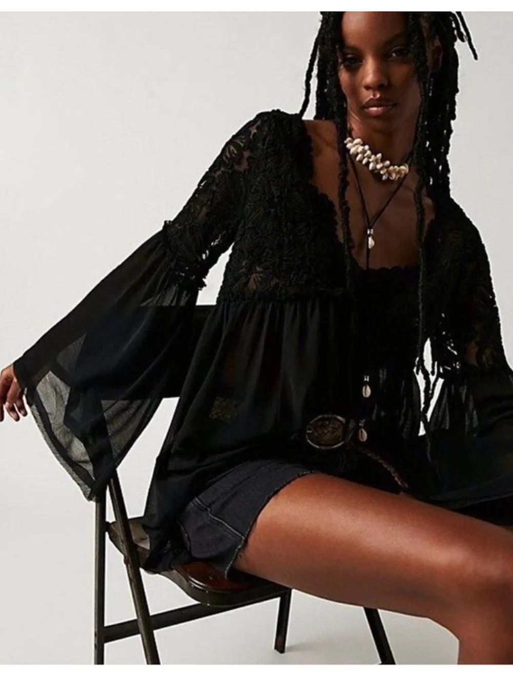 Free People Magdalene Crochet Babydoll Tunic